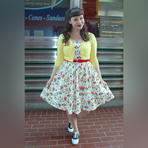 Bernie Dexter Veronique Sundae Ice Cream Novelty Pinup Vintage ModCloth Dress - Picture 6 of 8
